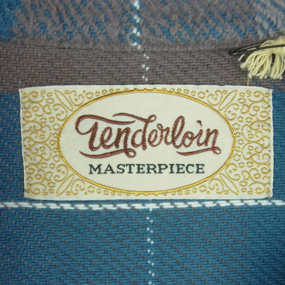 TENDERLOIN テンダーロイン STAND FLANNEL CHECK SHT スタンド フランネル チェック 長袖 シャツ ブルー系 グレイッシュブラウン系 S【中古】