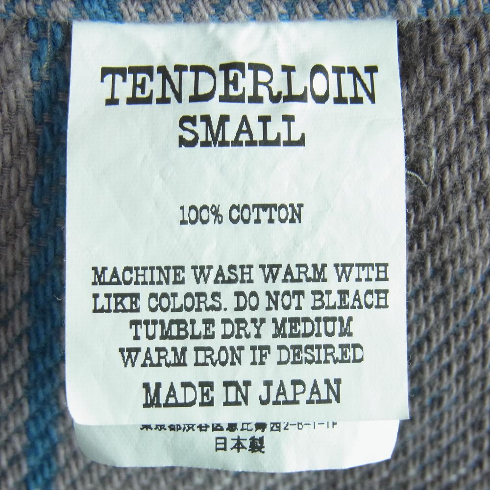 TENDERLOIN テンダーロイン STAND FLANNEL CHECK SHT スタンド フランネル チェック 長袖 シャツ ブルー系 グレイッシュブラウン系 S【中古】