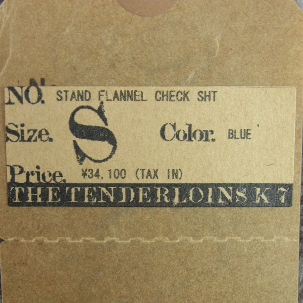 TENDERLOIN テンダーロイン STAND FLANNEL CHECK SHT スタンド フランネル チェック 長袖 シャツ ブルー系 グレイッシュブラウン系 S【中古】