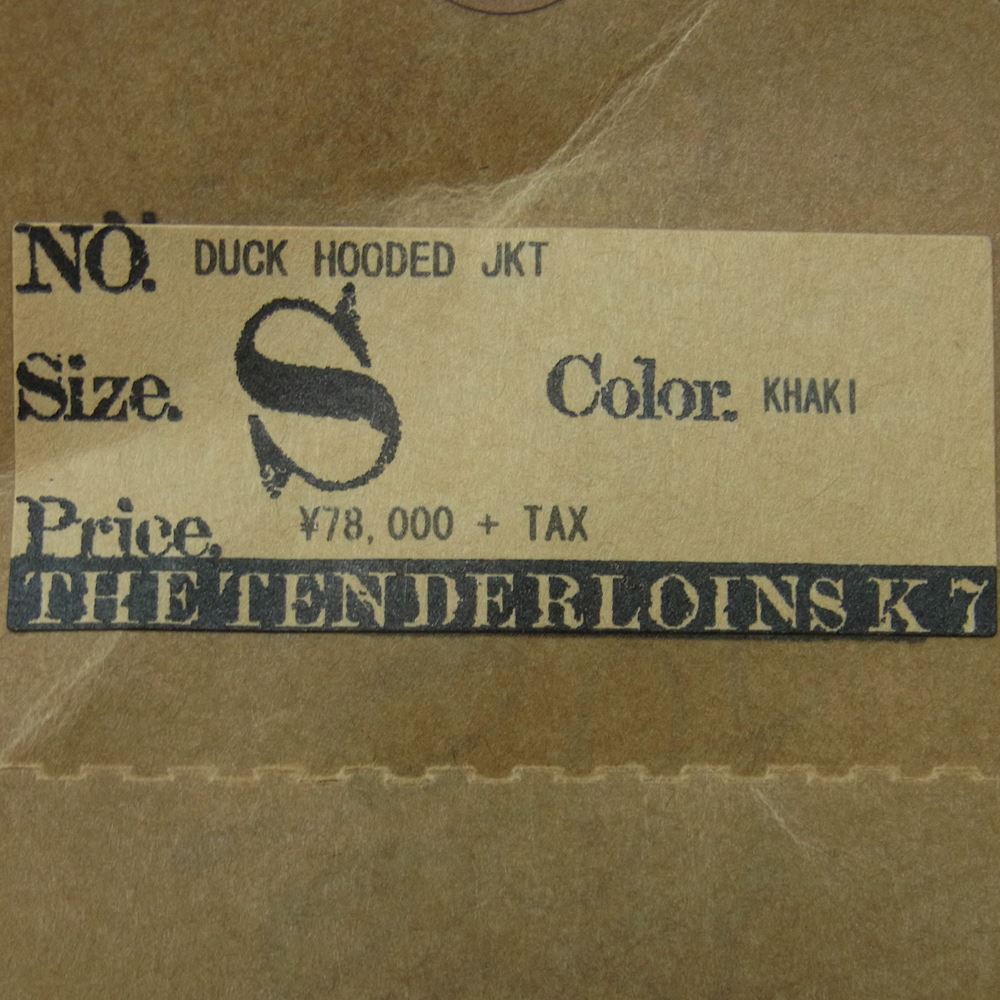 TENDERLOIN テンダーロイン 20AW DUCK HOODED JKT ダック フーデット ジャケット 日本製 カーキ系 S【極上美品】【中古】