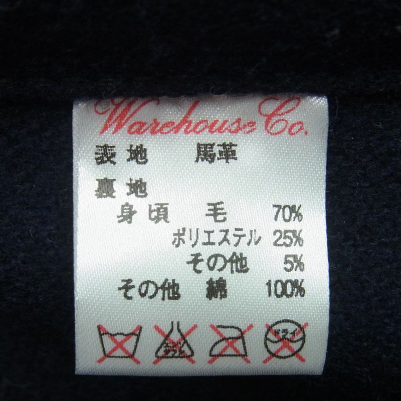 WAREHOUSE ウエアハウス 馬革 ホースハイド カーコート レザー ジャケット 日本製 ブラック系 36【中古】