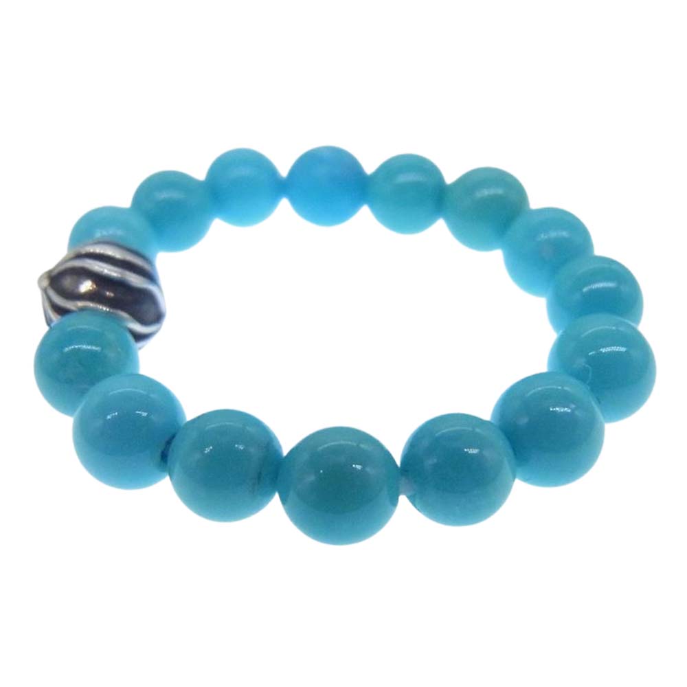 CHROME HEARTS クロムハーツ（原本無） BEAD RING 4mm クロスボール ターコイズ ビーズ リング ライトブルー系【美品】【中古】