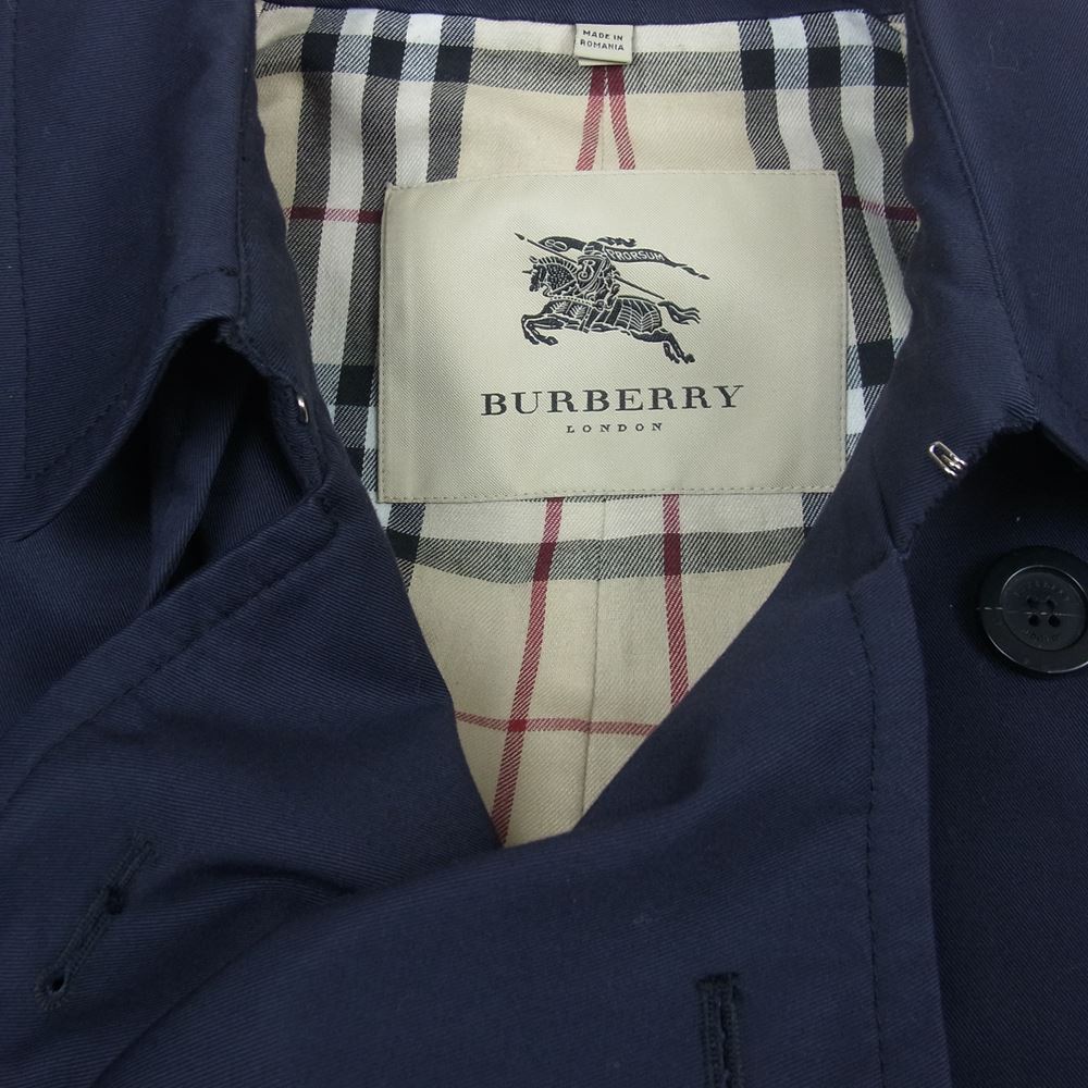 BURBERRY LONDON バーバリー ロンドン MCL4460 裏地ノバチェック コットンギャバジン ベルテッド トレンチコート ネイビー系 48【中古】