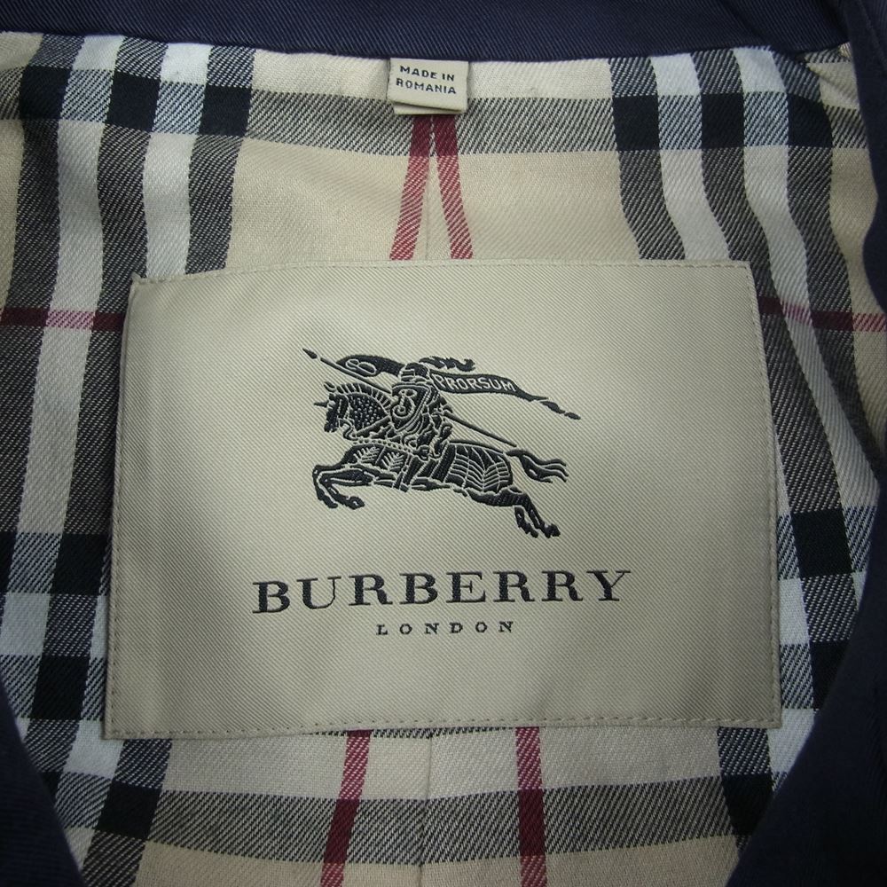 BURBERRY LONDON バーバリー ロンドン MCL4460 裏地ノバチェック コットンギャバジン ベルテッド トレンチコート ネイビー系 48【中古】