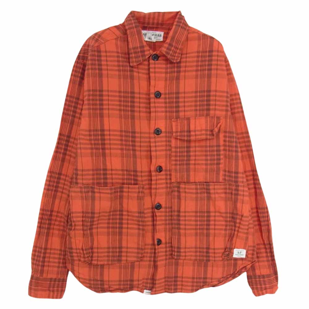 SASAFRAS ササフラス チェック リネンシャツ 長袖 シャツ レッド系 XS【中古】