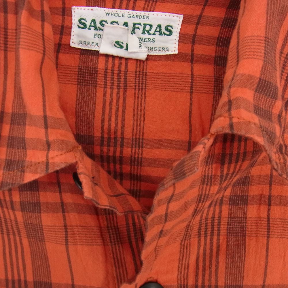 SASAFRAS ササフラス チェック リネンシャツ 長袖 シャツ レッド系 XS【中古】