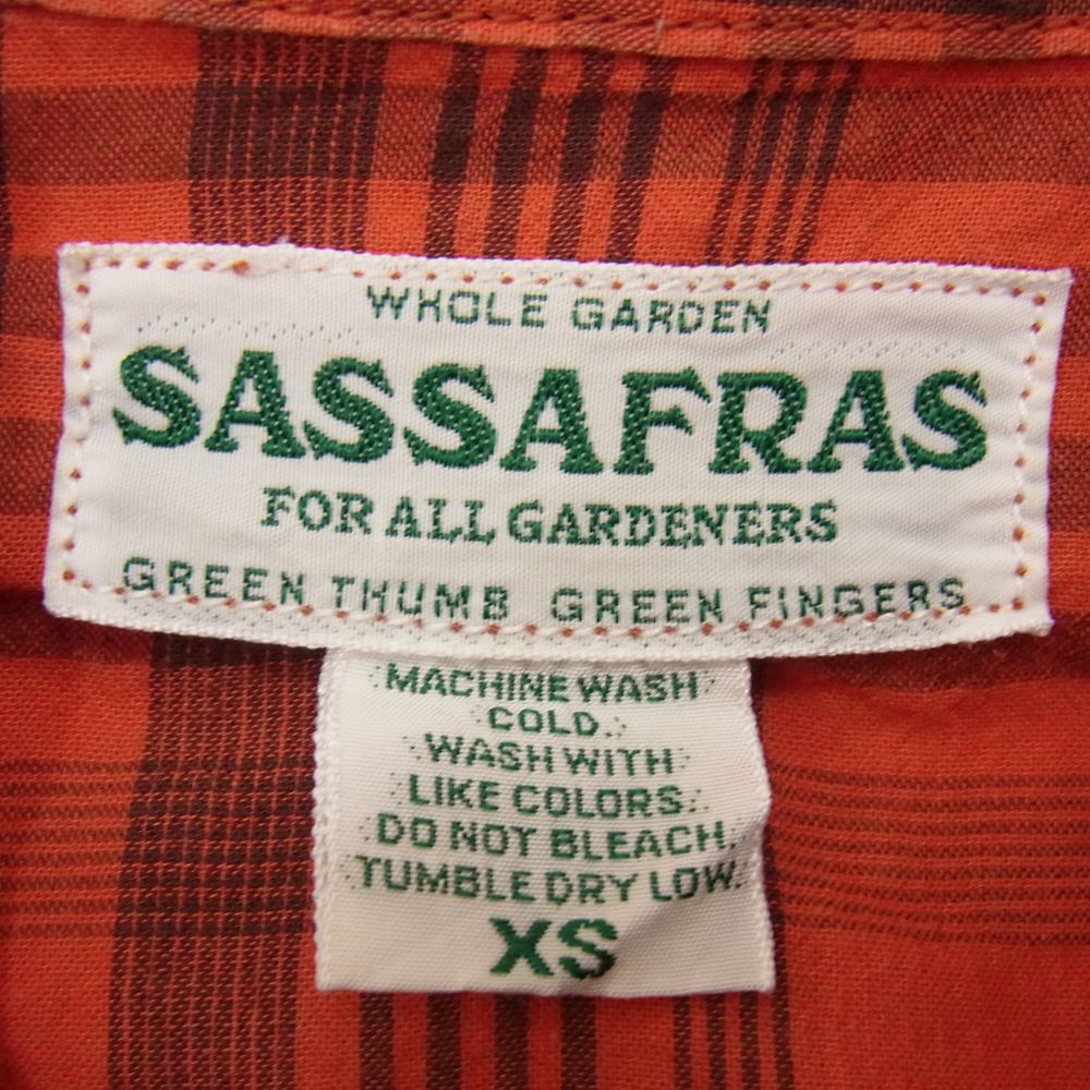 SASAFRAS ササフラス チェック リネンシャツ 長袖 シャツ レッド系 XS【中古】