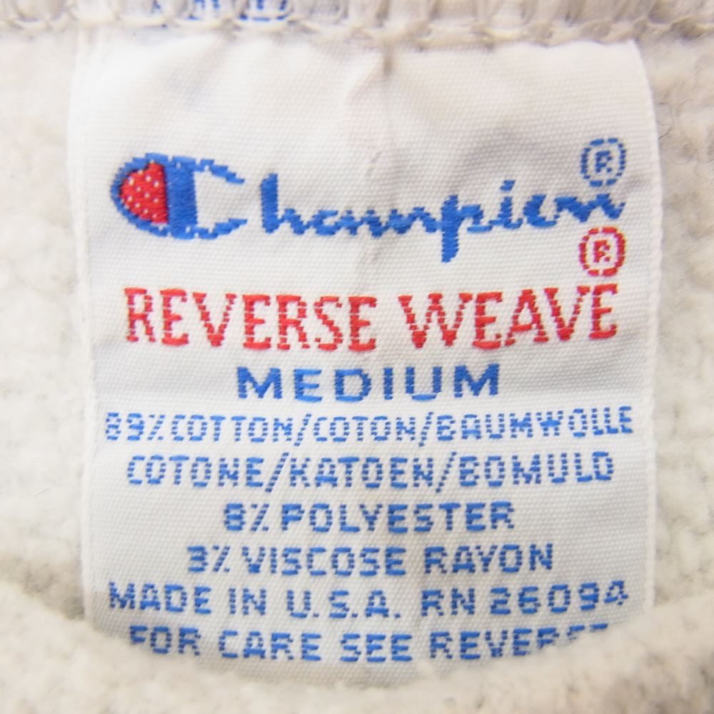 Champion チャンピオン ヴィンテージ 90s USA製 ワッペン リバースウィーブス スウェット  グレー系 M【中古】