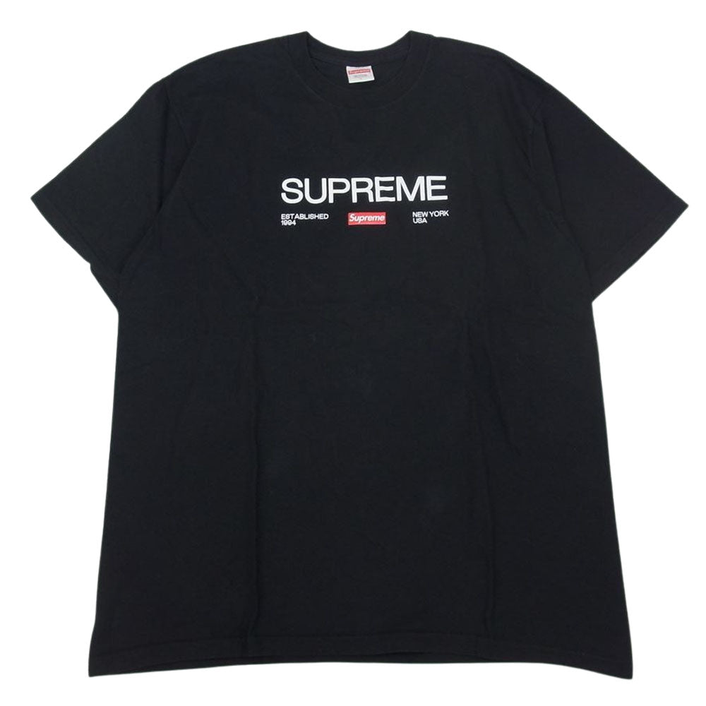 Supreme シュプリーム 21AW Est. 1994 Tee ESTABLISHED NEW YORK USA プリント 半袖 Tシャツ ブラック系 L【中古】