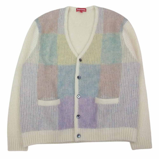 Supreme シュプリーム 22SS Brushed Grid Cardigan ブラッシュド グリッド モヘア カーディガン ベージュ系 L【美品】【中古】