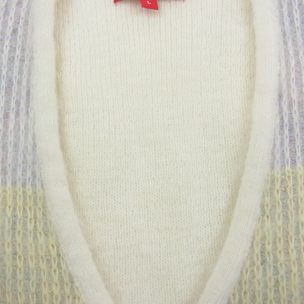 Supreme シュプリーム 22SS Brushed Grid Cardigan ブラッシュド グリッド モヘア カーディガン ベージュ系 L【美品】【中古】