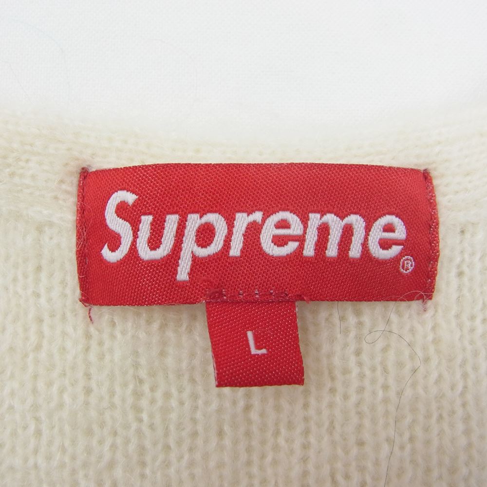 Supreme シュプリーム 22SS Brushed Grid Cardigan ブラッシュド グリッド モヘア カーディガン ベージュ系 L【美品】【中古】