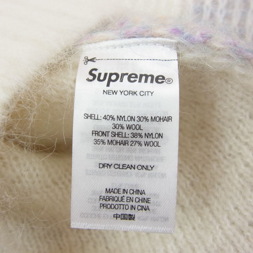 Supreme シュプリーム 22SS Brushed Grid Cardigan ブラッシュド グリッド モヘア カーディガン ベージュ系 L【美品】【中古】