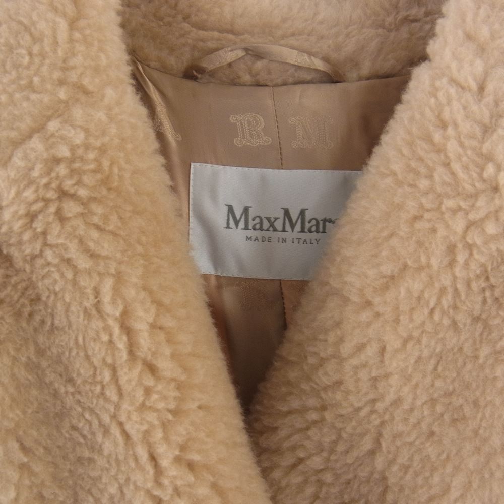 MAX MARA マックスマーラ 2310110431 白タグ イタリア製 国内正規品 PRIMO TEDDY COAT プリモ テディベア コート キャメル＆シルク混ヴァージンウールフリース ベージュ系 38【新古品】【未使用】【中古】