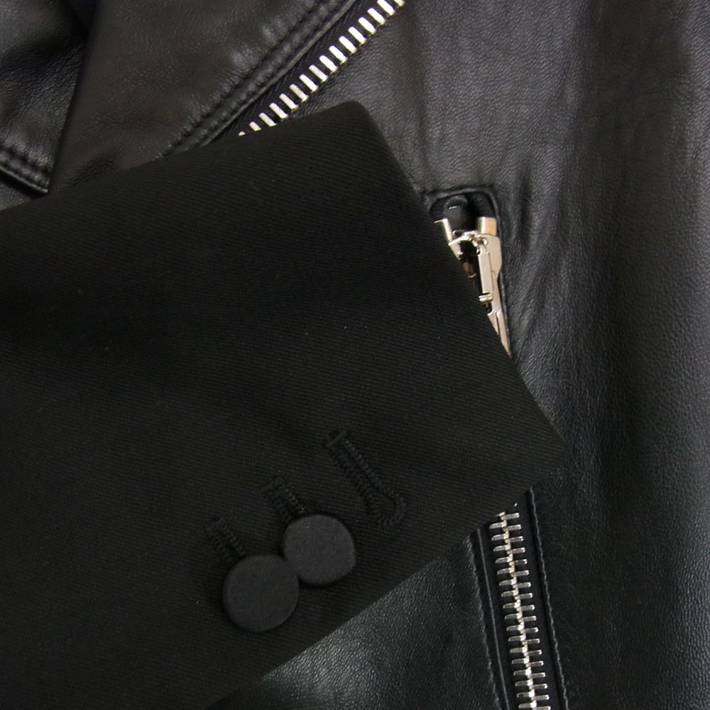 DSQUARED2 ディースクエアード S72AA0271 SX8131 イタリア製 ラムレザー 切替 ライダース レイヤード ジャケット コート ブラック系 38【中古】