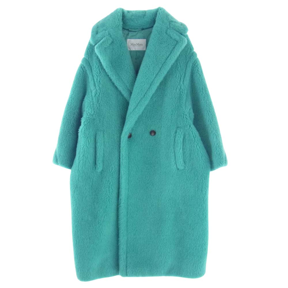 MAX MARA マックスマーラ 19AW 101604936 白タグ イタリア製 国内正規品 TEDDY BEAR テディベア コート キャメル＆シルク混ヴァージンウールフリース ライトブルー系 S【極上美品】【中古】