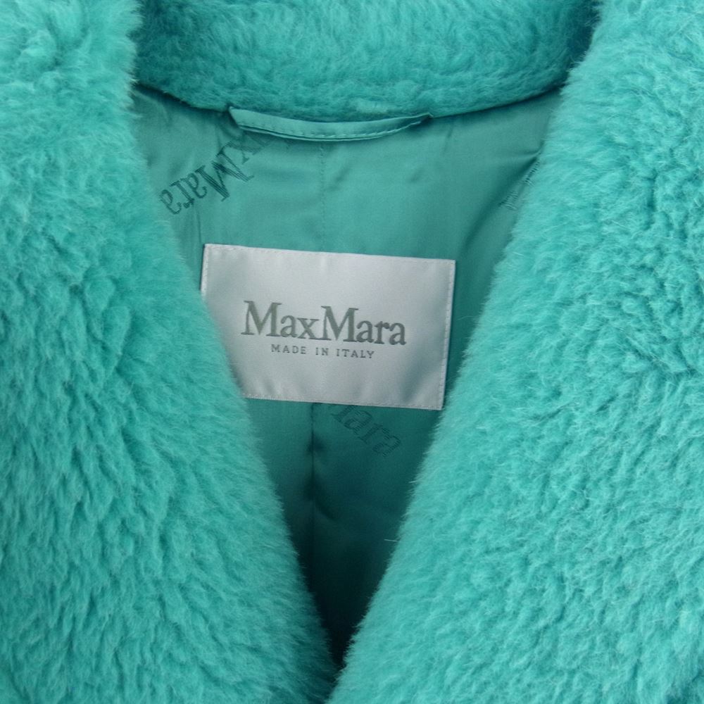 MAX MARA マックスマーラ 19AW 101604936 白タグ イタリア製 国内正規品 TEDDY BEAR テディベア コート キャメル＆シルク混ヴァージンウールフリース ライトブルー系 S【極上美品】【中古】