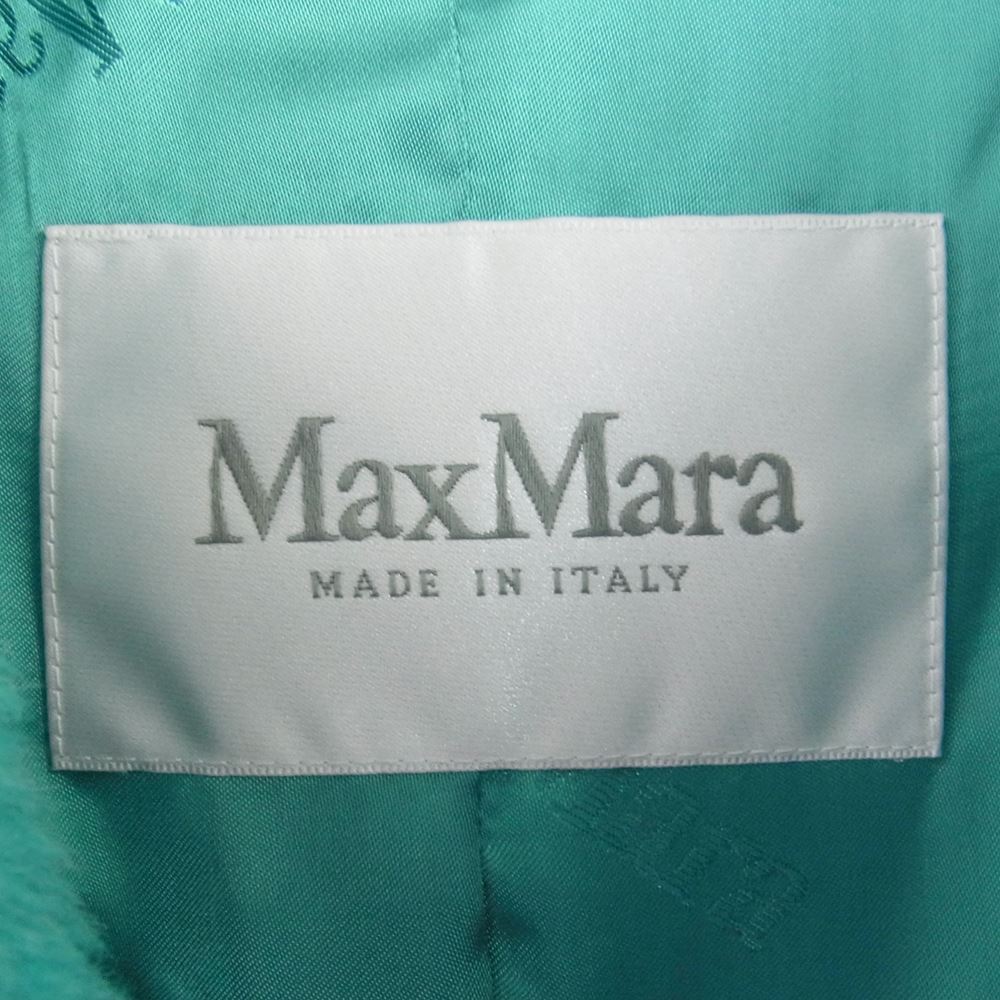 MAX MARA マックスマーラ 19AW 101604936 白タグ イタリア製 国内正規品 TEDDY BEAR テディベア コート キャメル＆シルク混ヴァージンウールフリース ライトブルー系 S【極上美品】【中古】