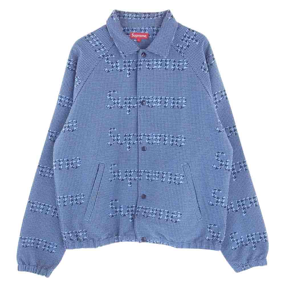Supreme シュプリーム 20AW Houndstooth Logos Snap Front Jacket 千鳥柄 ジャケット ネイビー系 L【中古】