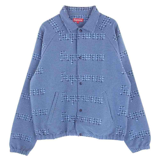 Supreme シュプリーム 20AW Houndstooth Logos Snap Front Jacket 千鳥柄 ジャケット ネイビー系 L【中古】