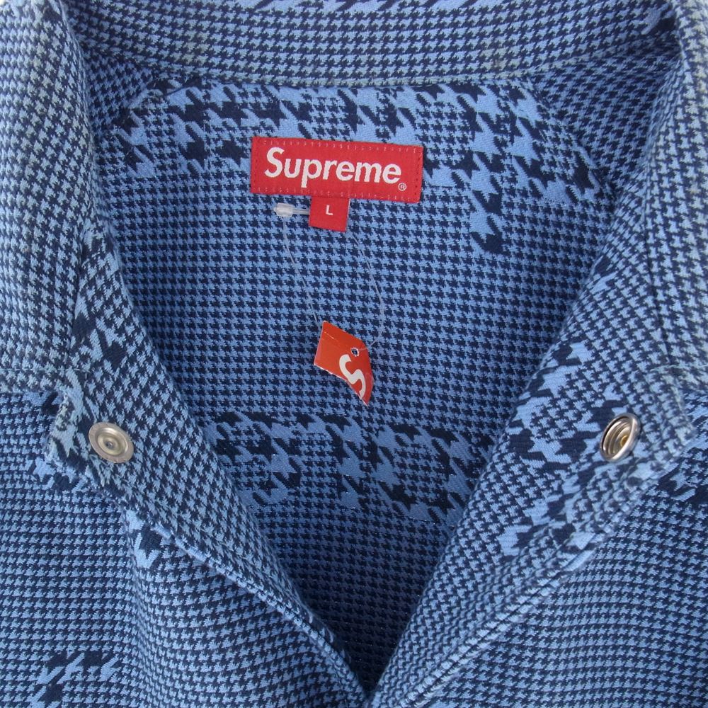 Supreme シュプリーム 20AW Houndstooth Logos Snap Front Jacket 千鳥柄 ジャケット ネイビー系 L【中古】