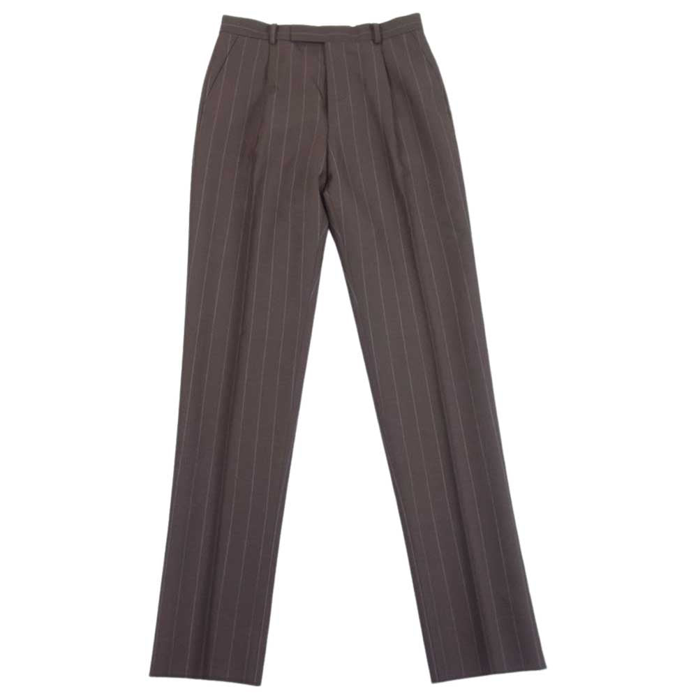 WACKO MARIA ワコマリア DORMEUIL ドーメル 1タック ストライプ パンツ ブラウン系 S【美品】【中古】