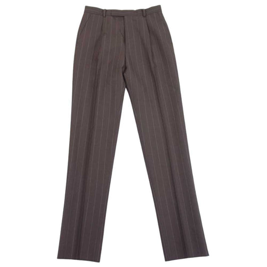 WACKO MARIA ワコマリア DORMEUIL ドーメル 1タック ストライプ パンツ ブラウン系 S【美品】【中古】