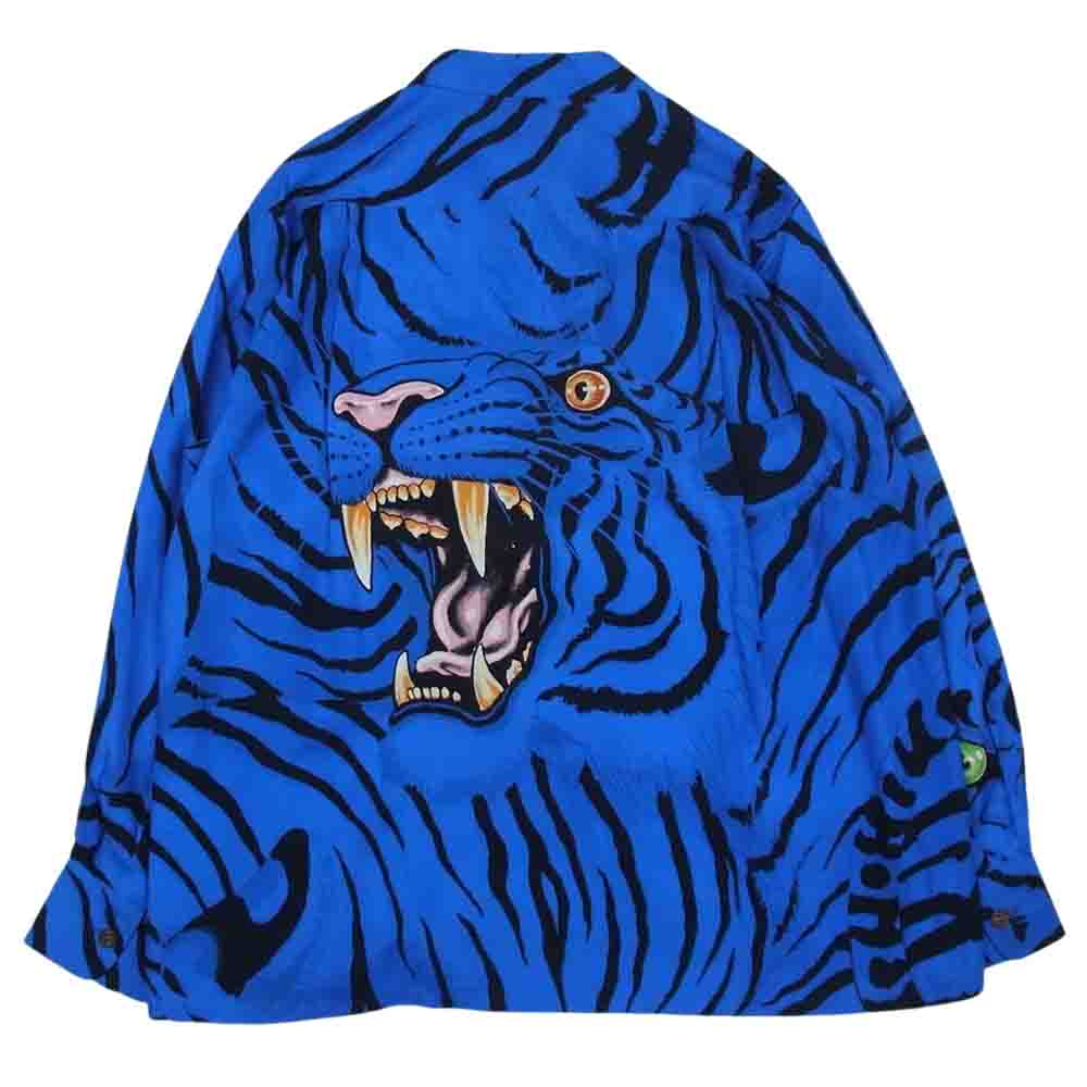 WACKO MARIA ワコマリア 22AW TIMLEHI-WM-33 TIMLEHI  L/S HAWAIIAN SHIRT ティムリーハイ タイガー 長袖 ハワイアンシャツ ブルー ブルー系 M【新古品】【未使用】【中古】