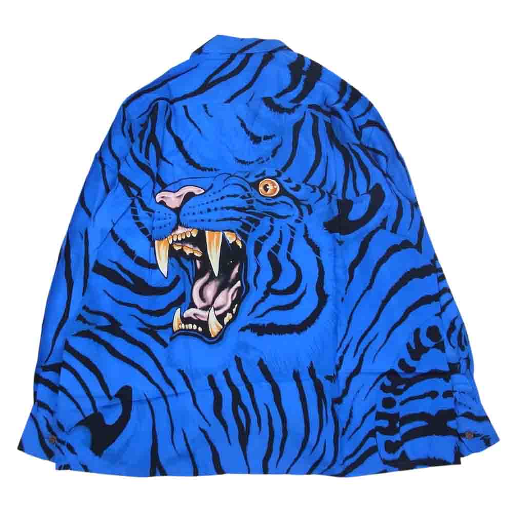 WACKO MARIA ワコマリア 22AW TIMLEHI-WM-33 TIMLEHI  L/S HAWAIIAN SHIRT ティムリーハイ タイガー 長袖 ハワイアンシャツ ブルー ブルー系 L【新古品】【未使用】【中古】