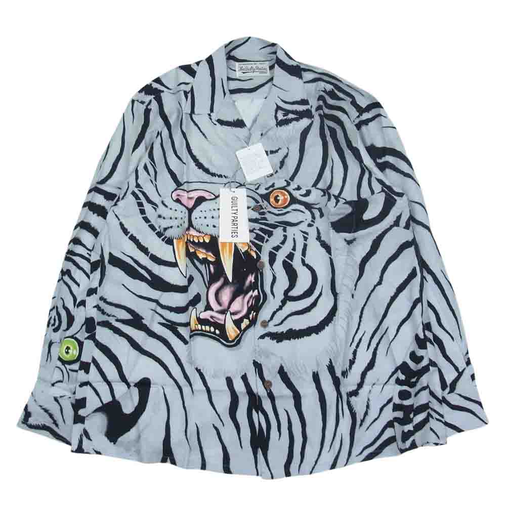 WACKO MARIA ワコマリア 22AW TIMLEHI-WM-33 TIMLEHI  L/S HAWAIIAN SHIRT ティムリーハイ タイガー 長袖 ハワイアンシャツ グレー グレー系 M【新古品】【未使用】【中古】