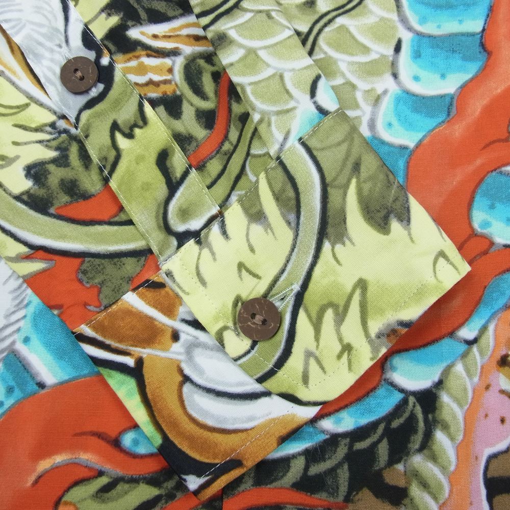WACKO MARIA ワコマリア 22AW 22FW-WMS-HI01 TIM LEHI HAWAIIAN SHIRT L/S -TYPE 1 ティムリーハイ ハワイアンシャツ 虎 龍 グリーン マルチカラー系 M【新古品】【未使用】【中古】