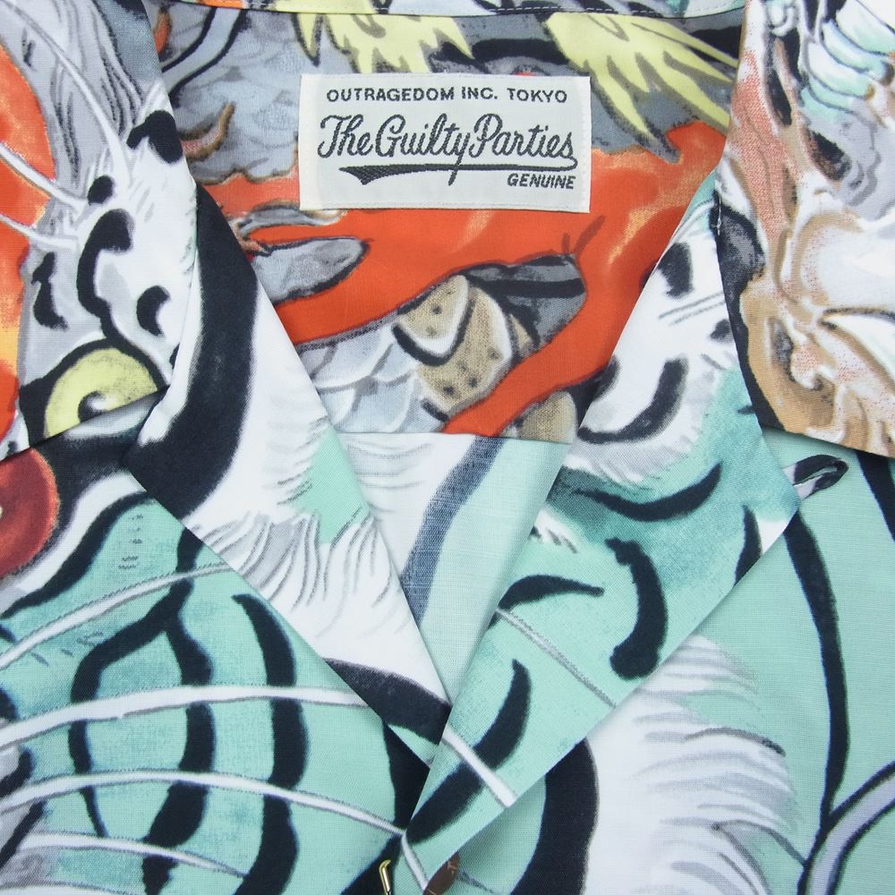 WACKO MARIA ワコマリア 22AW 22FW-WMS-HI01 TIM LEHI HAWAIIAN SHIRT L/S -TYPE 1 ティムリーハイ ハワイアンシャツ 虎 龍 ブルー マルチカラー系 M【新古品】【未使用】【中古】