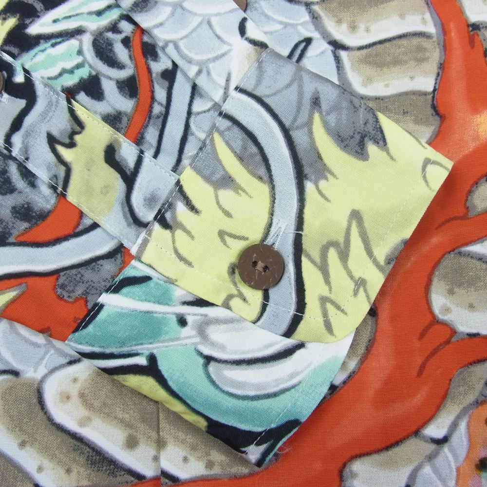 WACKO MARIA ワコマリア 22AW 22FW-WMS-HI01 TIM LEHI HAWAIIAN SHIRT L/S -TYPE 1 ティムリーハイ ハワイアンシャツ 虎 龍 ブルー マルチカラー系 M【新古品】【未使用】【中古】