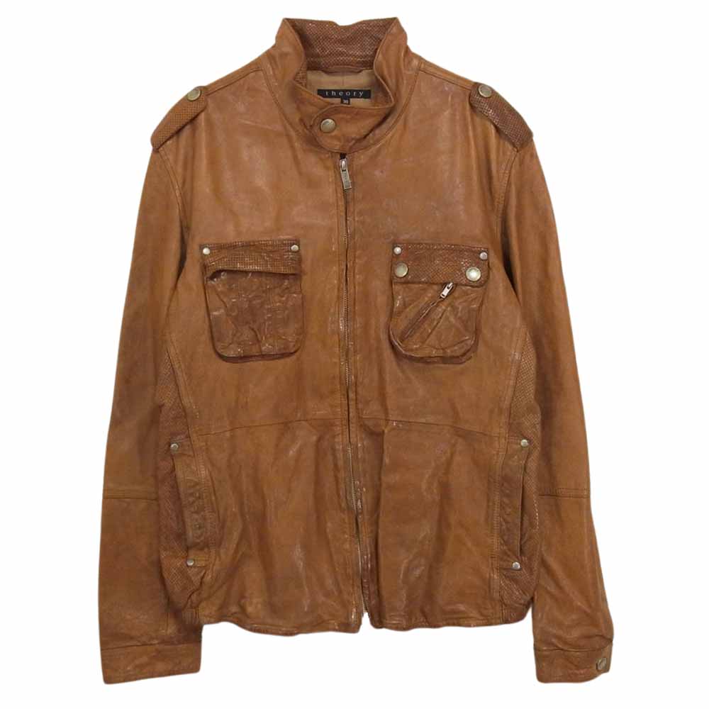 theory セオリー 02-7405005 シープレザー ライダース ジャケット ブラウン系 38【中古】