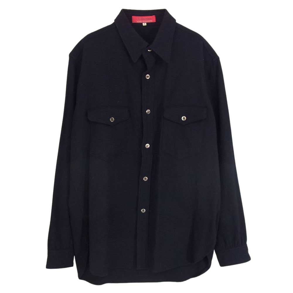 Yohji Yamamoto ヨウジヤマモト Ys for men ワイズフォーメン 赤タグ 赤ラベル MV-B50-153 ウール シャツ ネイビー ネイビー系 2【中古】