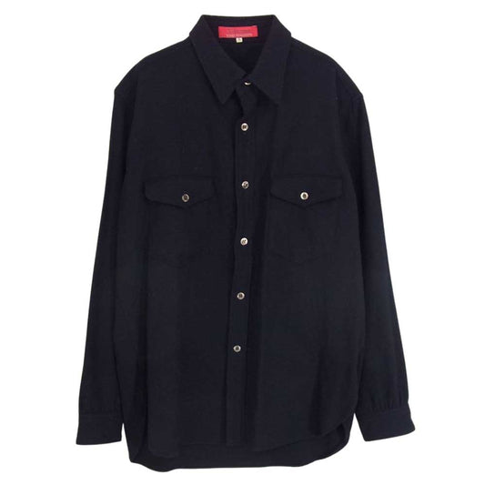 Yohji Yamamoto ヨウジヤマモト Ys for men ワイズフォーメン 赤タグ 赤ラベル MV-B50-153 ウール シャツ ネイビー ネイビー系 2【中古】
