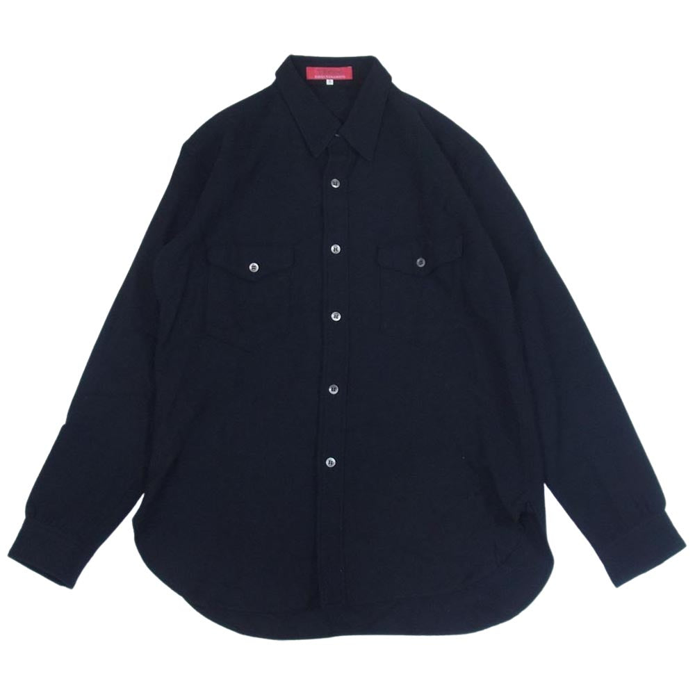 Yohji Yamamoto ヨウジヤマモト Ys for men ワイズフォーメン 赤タグ 赤ラベル MV-B50-153 ウール シャツ ブラック系 2【中古】