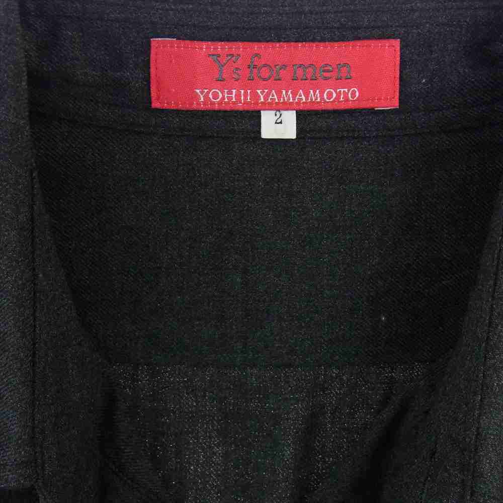 Yohji Yamamoto ヨウジヤマモト Ys for men ワイズフォーメン 赤タグ 赤ラベル MV-B50-175 ウール シャツ グレー ダークグレー系 2【中古】