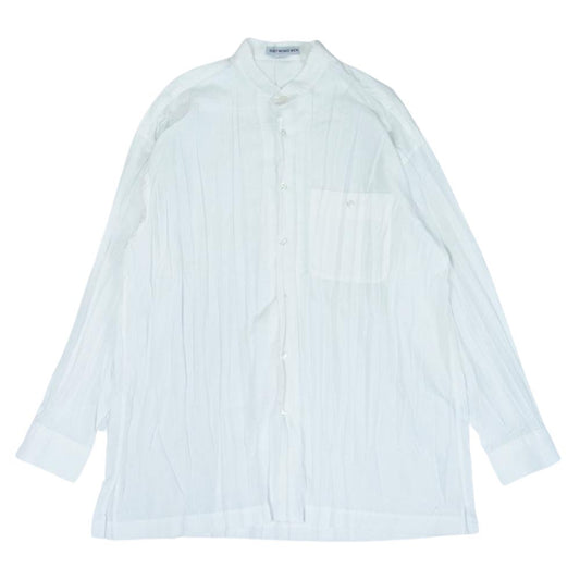 ISSEY MIYAKE イッセイミヤケ ME73-FJ327 MEN メン ノーカラー プリーツ加工 シワ加工 長袖 シャツ ホワイト系 M【中古】