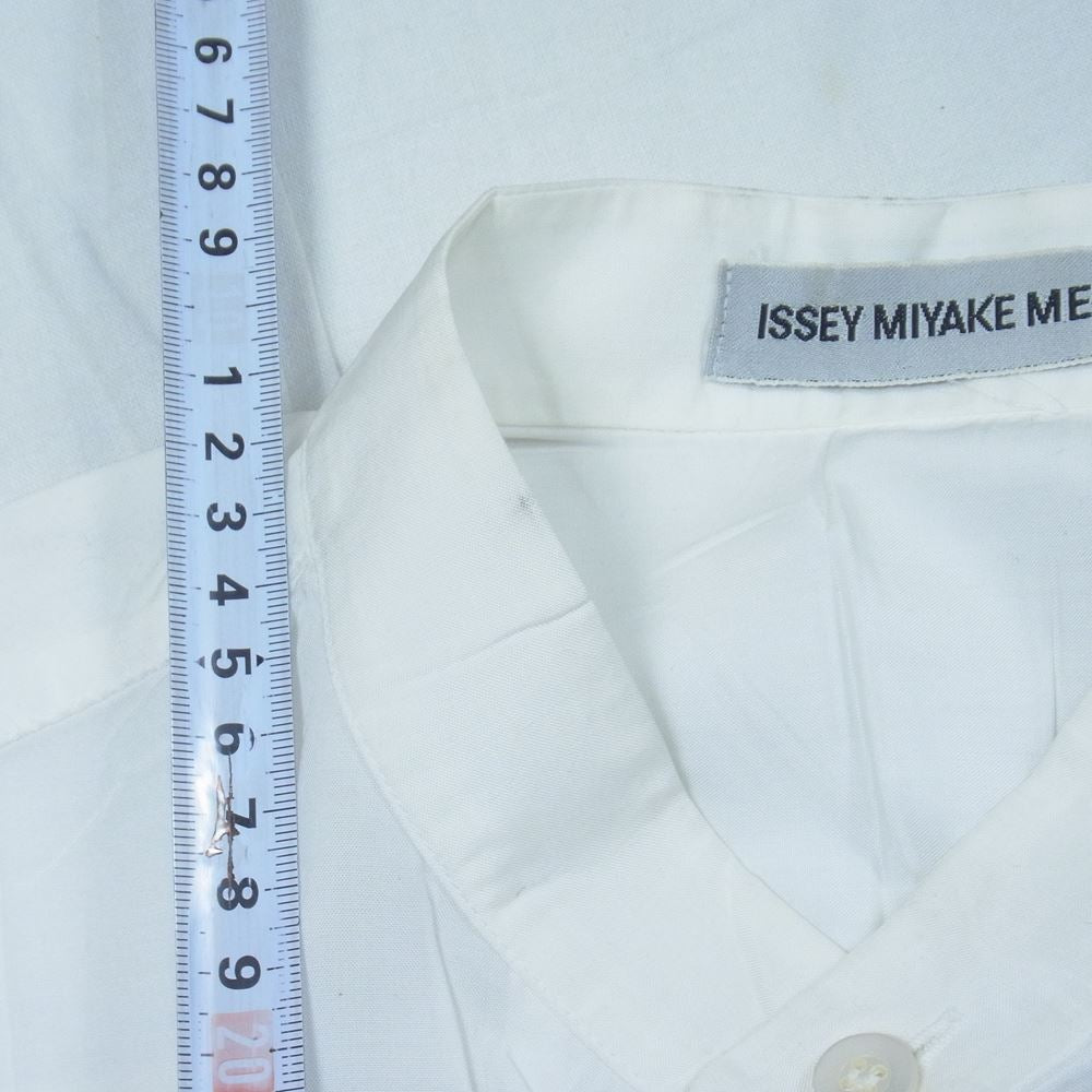 ISSEY MIYAKE イッセイミヤケ ME73-FJ327 MEN メン ノーカラー プリーツ加工 シワ加工 長袖 シャツ ホワイト系 M【中古】
