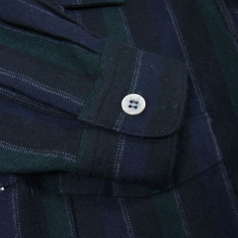 Yohji Yamamoto ヨウジヤマモト Ys for men ワイズフォーメン 赤タグ 赤ラベル MV-B51-168 オープンカラー ウール シャツ ブラック系 ネイビー系 2【中古】