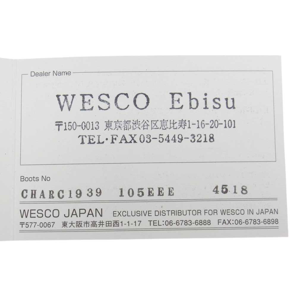 WESCO ウエスコ CHARC1939 100周年 BOSS  NAILED SOLE エンジニア ブーツ チャコールドマーネ 炭黒 ブラウン系 10.5【中古】