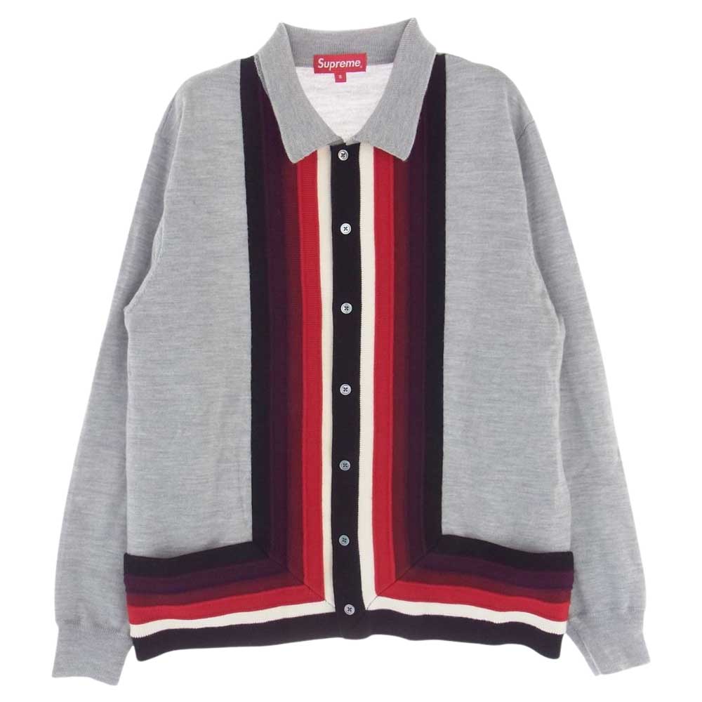 SUPREME STRIPED POLO SWEATER M カーディガン