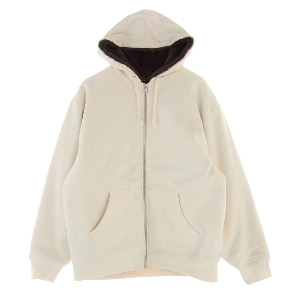Supreme シュプリーム 22AW Faux Fur Lined Zip Up Hooded Sweatshirt ジップ アップ スウェット パーカー  オフホワイト系 M【美品】【中古】