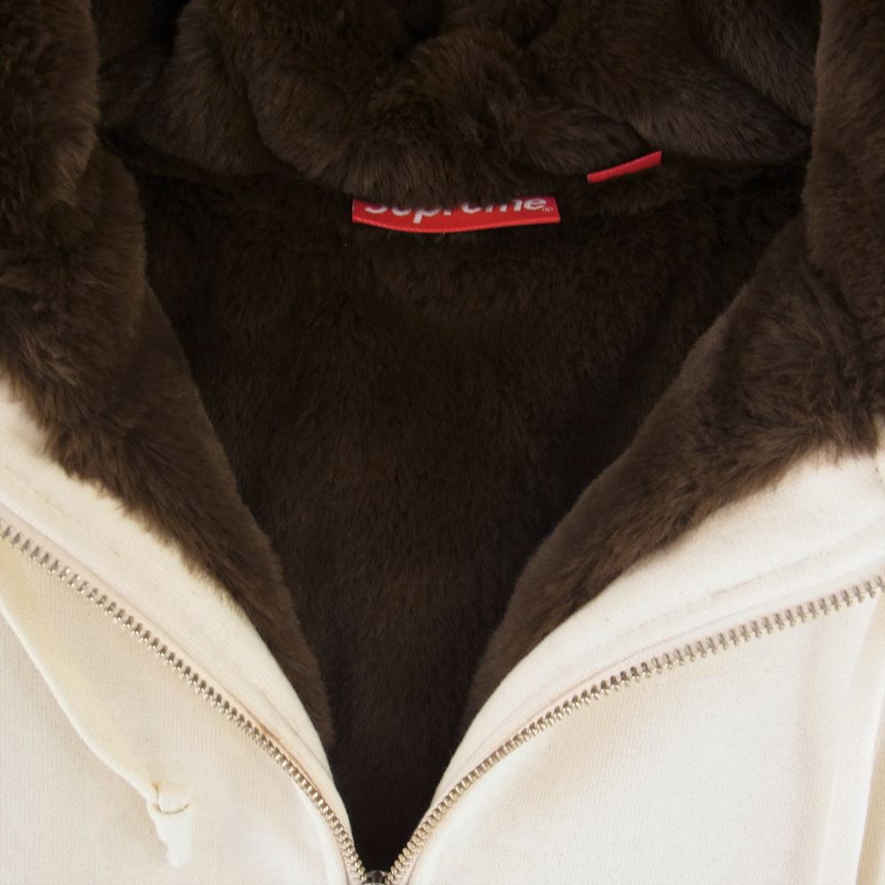 Supreme シュプリーム 22AW Faux Fur Lined Zip Up Hooded Sweatshirt ジップ アップ スウェット パーカー  オフホワイト系 M【美品】【中古】