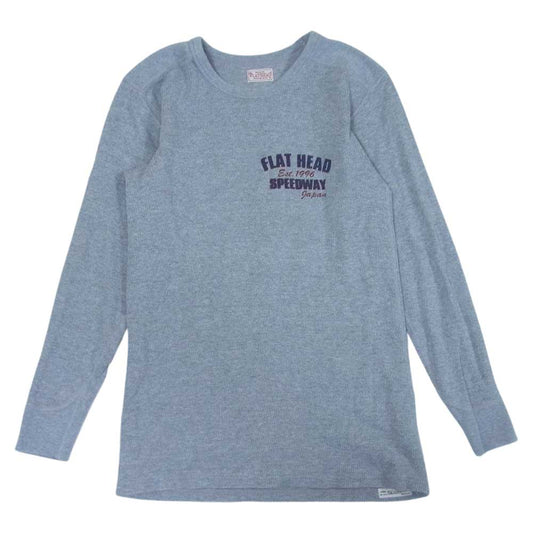 THE FLAT HEAD ザフラットヘッド プリント サーマル 長袖 Tシャツ グレー系 38【中古】