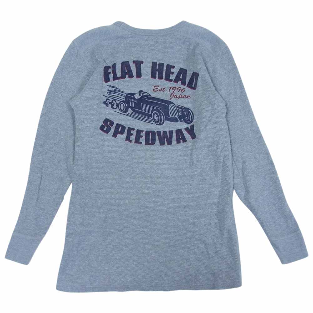 THE FLAT HEAD ザフラットヘッド プリント サーマル 長袖 Tシャツ グレー系 38【中古】