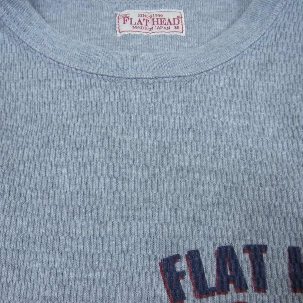THE FLAT HEAD ザフラットヘッド プリント サーマル 長袖 Tシャツ グレー系 38【中古】