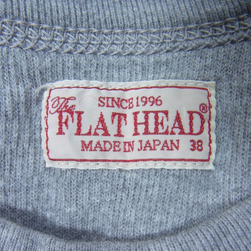 THE FLAT HEAD ザフラットヘッド プリント サーマル 長袖 Tシャツ グレー系 38【中古】