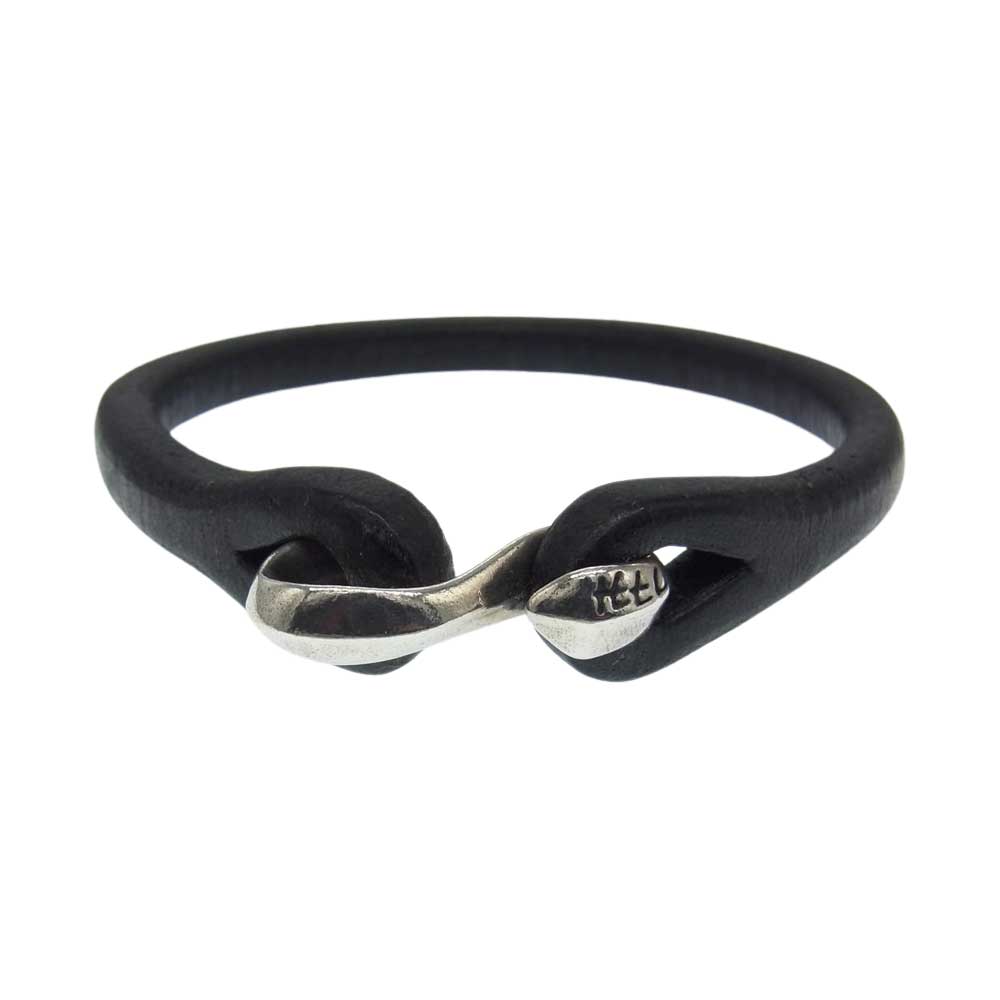 THE FLAT HEAD ザフラットヘッド シングル レザー ブレスレット ブラック系 シルバー系【中古】